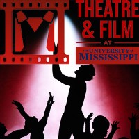 Actors in silhouette with the University of Mississippi Theatre & Film Department logo in the foreground